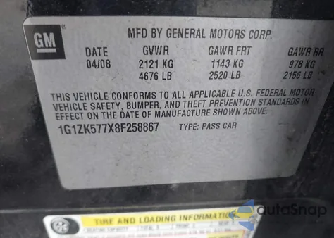 2008 Chevrolet Malibu Ltz from USA, damaged, VIN 1G1ZK577X8F258867